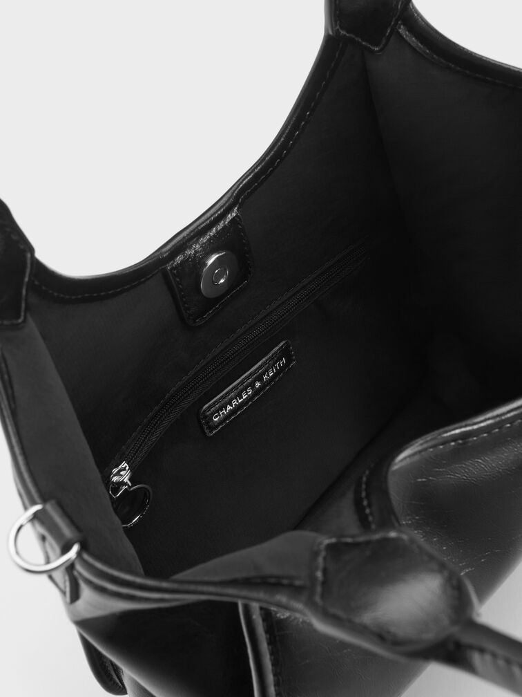 Mini Sianna Crinkle-Effect Slouchy Tote Bag, Noir, hi-res