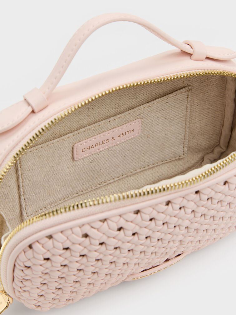 Azure Woven Crossbody Bag, Soft Pink, hi-res