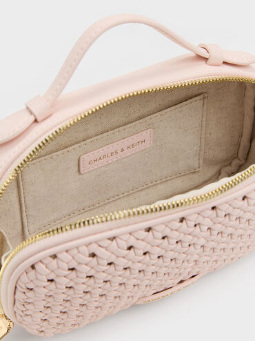 Azure Woven Crossbody Bag, Soft Pink, hi-res