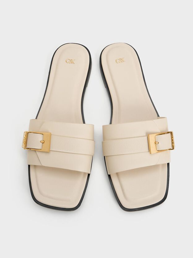Whitney Leather Slide Sandals, Chalk, hi-res