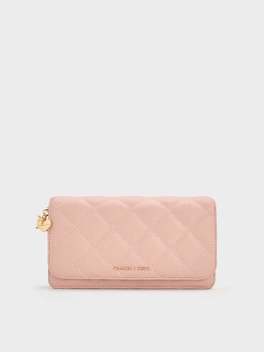 Arrietty Quilted Wallet On Chain, Light Pink, hi-res