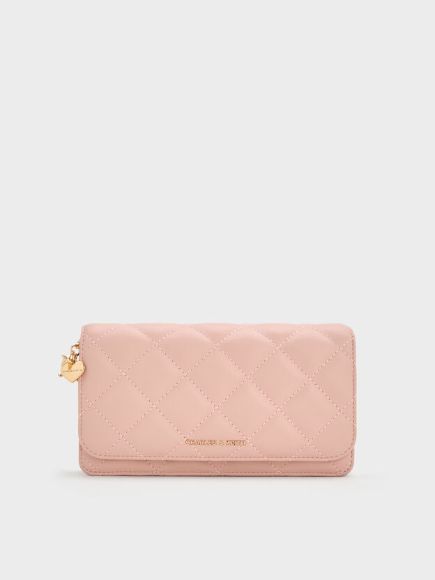 Arrietty Quilted Wallet On Chain, Light Pink, hi-res