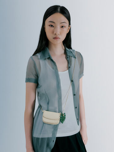 Blume Braided Chain-Handle Wallet, Cream, hi-res