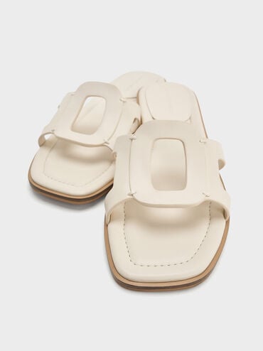 Easley Cut-Out Slide Sandals, Chalk, hi-res