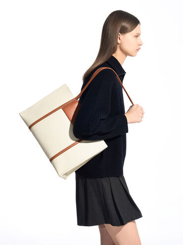 Shalia Canvas Tote Bag, Cognac, hi-res