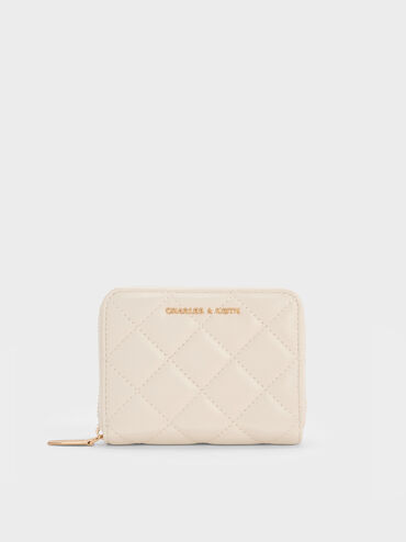 Alva Quilted Zip-Around Wallet, Cream, hi-res