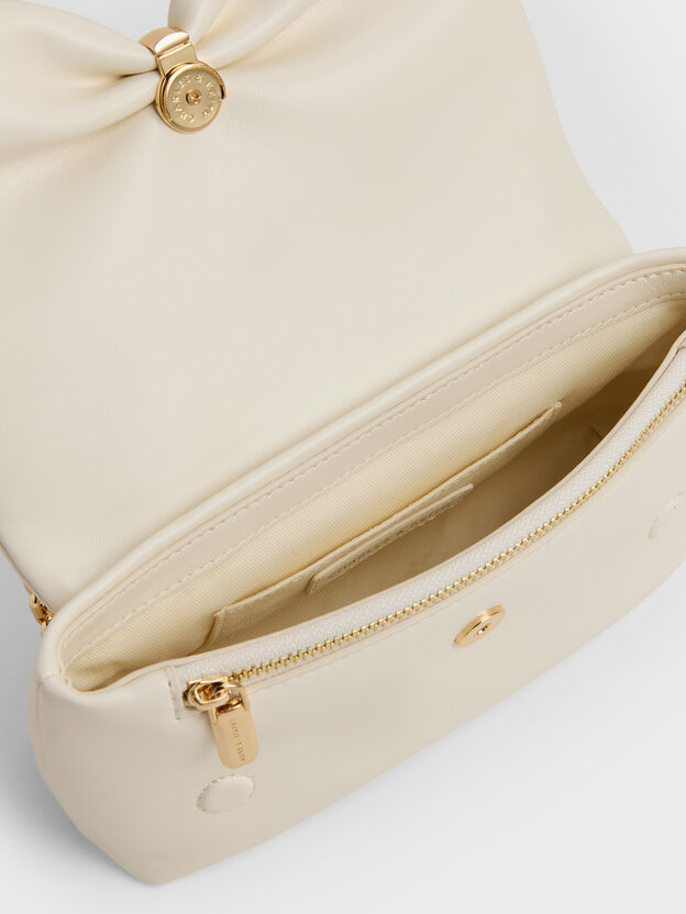 Halsey Ruched Chain Shoulder Bag, Cream, hi-res