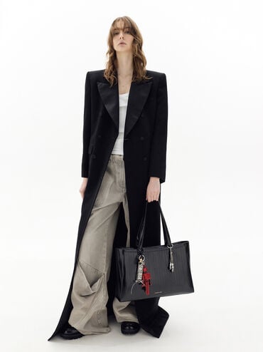 Grommet Lace-Up Bag Charm, Pewter, hi-res