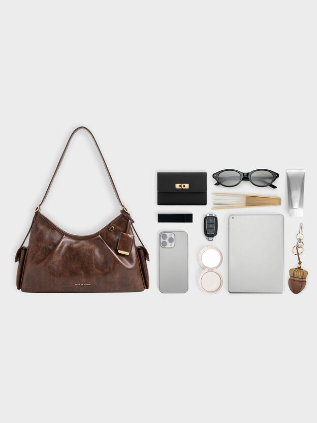 Khai Side-Pocket Shoulder Bag, Distressed Coffee, hi-res