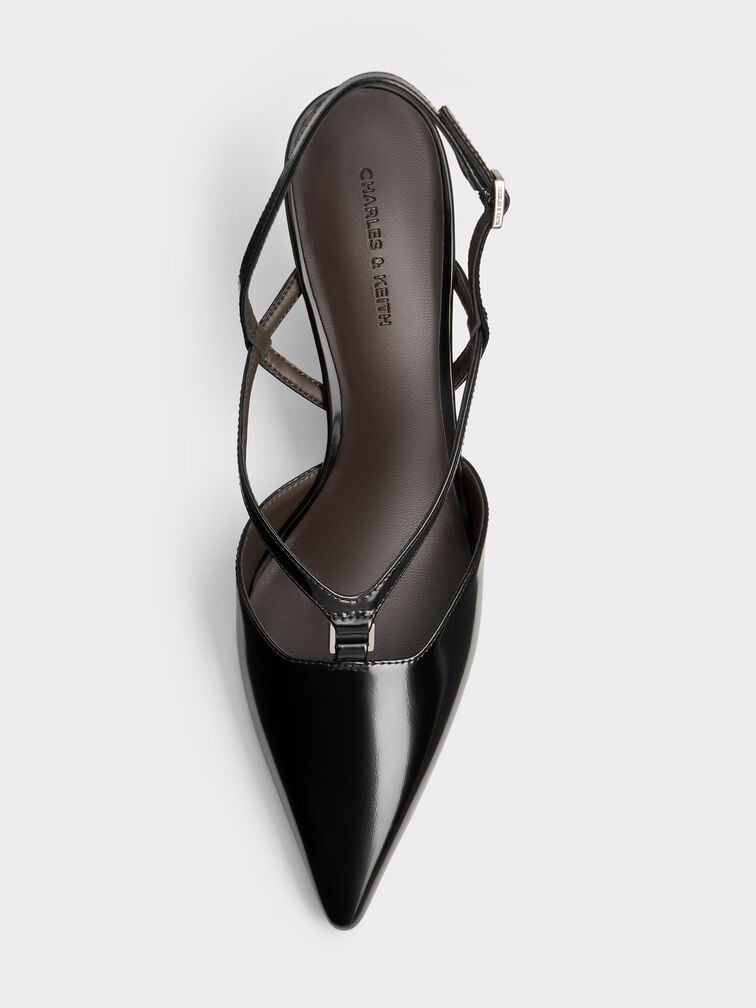 V-Strap Slingback Pumps, Black Box, hi-res