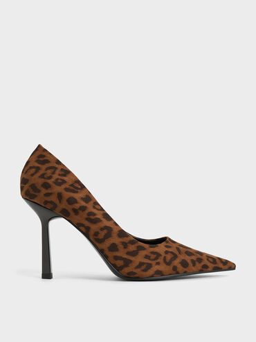 Leopard-Print Pointed-Toe Pumps, Animal Print Brown, hi-res