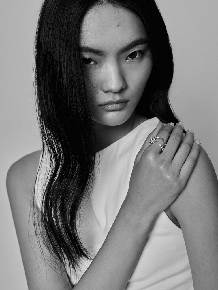 Sable Rope-Knot Two-Ring Set, Silver, hi-res