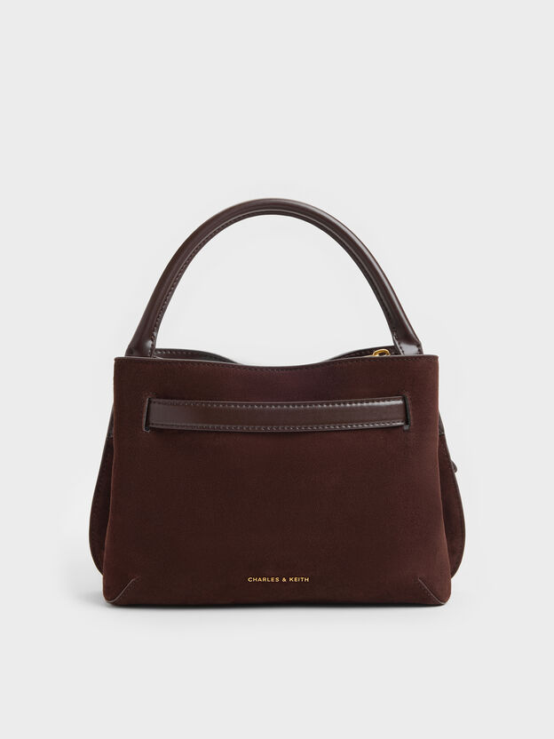 Victoria Belted Top Handle Bag, Espresso Brown, hi-res