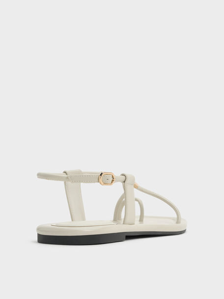 Metallic-Accent Toe-Ring Sandals, Chalk, hi-res