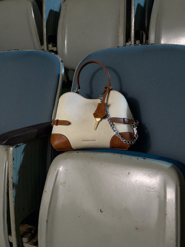 Delfina Canvas Chain Side-Belt Tote Bag, Multi, hi-res