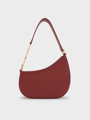 Agatha Chain-Accent Shoulder Bag, Burgundy, hi-res