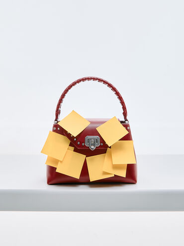 Arwen Studded Top Handle Bag, Red, hi-res