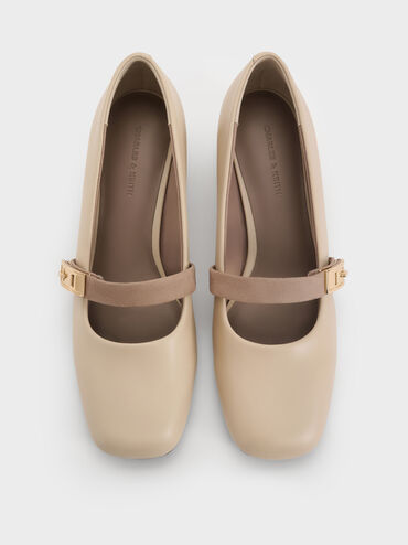 Lando Two-Tone Mary Jane Pumps, Chalk, hi-res