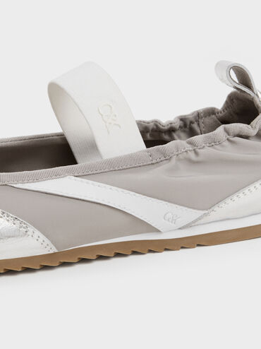 Jace Metallic Leather Mary Jane Sneakers, Silver, hi-res