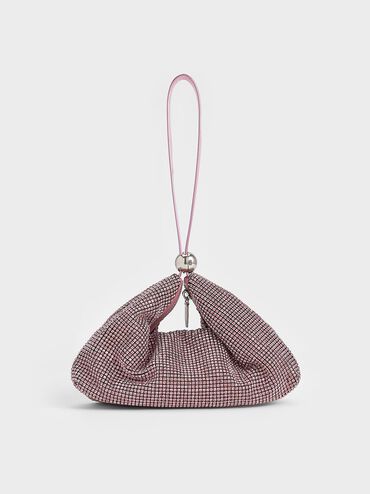 Crystal-Embellished Two-Way Bag, Pink, hi-res