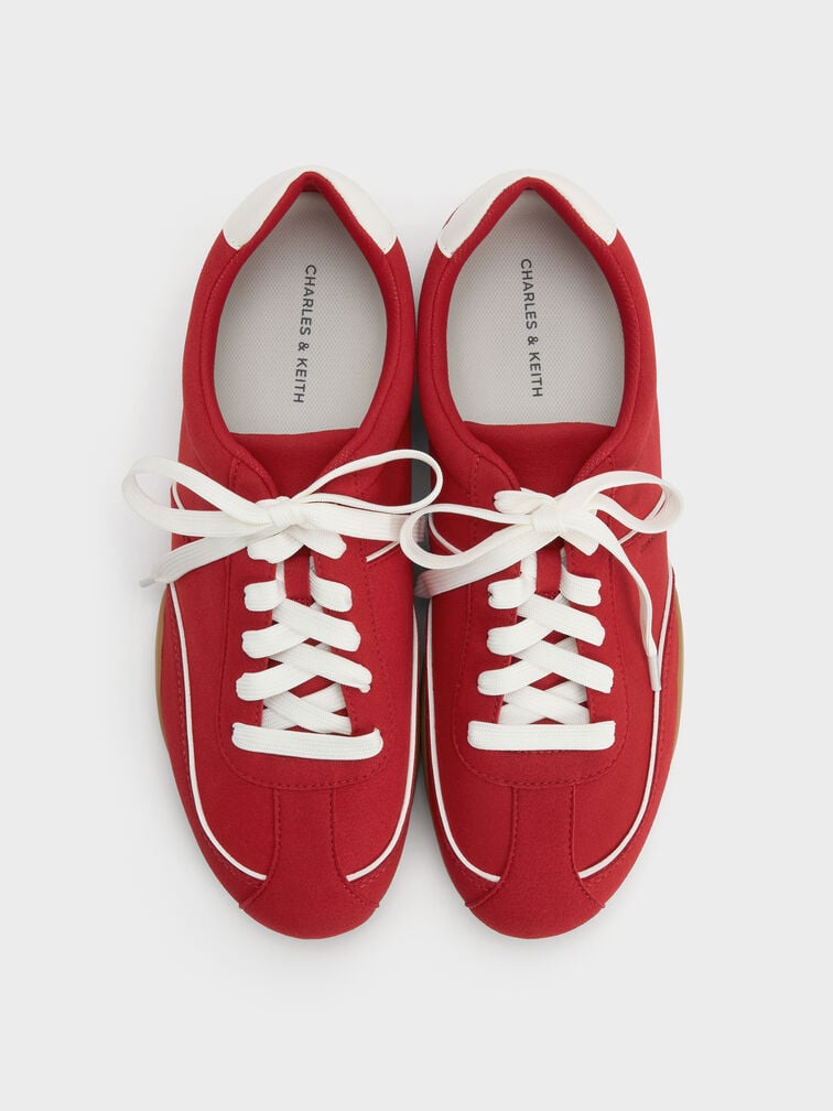 Louise Contrast-Trim Sneakers, Red, hi-res
