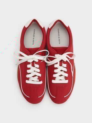 Louise Contrast-Trim Sneakers, Red, hi-res