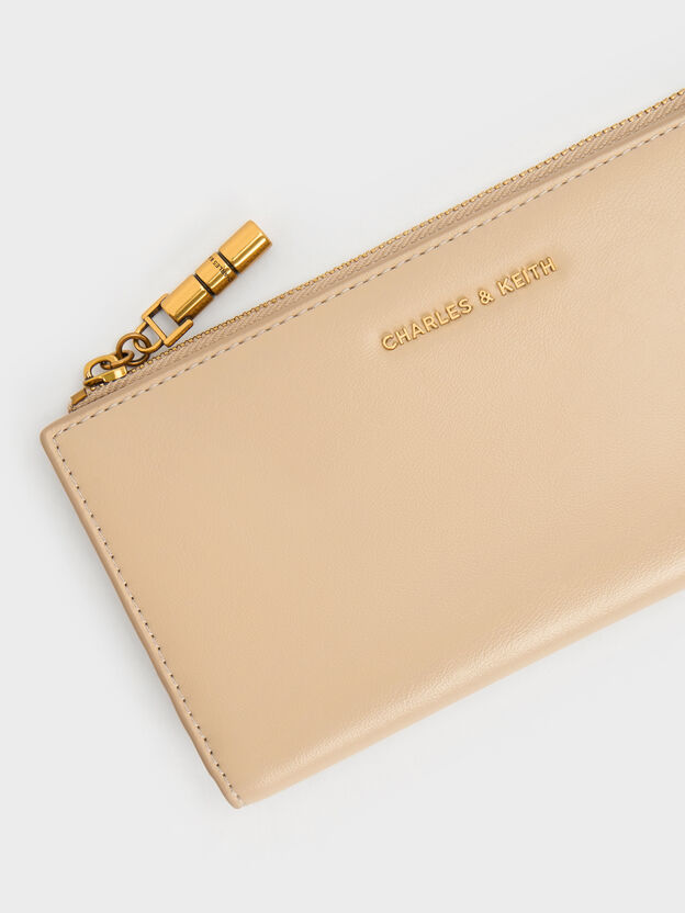 Cesia Top-Zip Long Wallet, Sand Beige, hi-res
