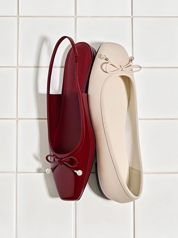 Barbara Pearl-Bow Ballet Flats, Chalk, hi-res