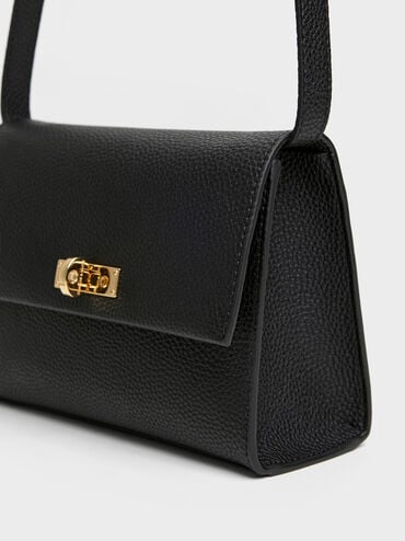 Chance Recycled Leather Turn-Lock Crossbody Bag, Black, hi-res