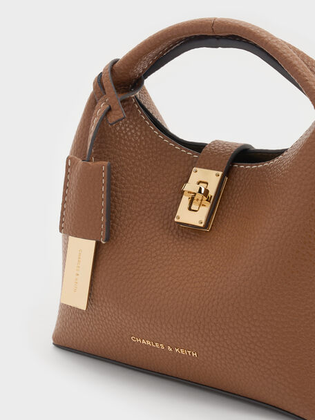 Mini Chance Turn-Lock Bucket Bag, Chocolate, hi-res