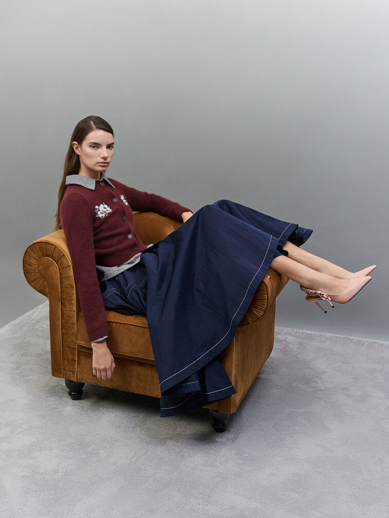 Tayari Leather Printed-Strap Slingback Pumps, Pink, hi-res