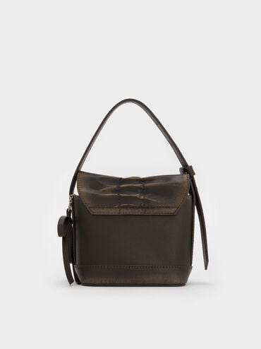 Kadee Ruched Bow-Charm Mini Bag, Burnished Brown, hi-res