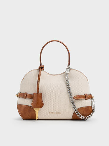 Delfina Canvas Chain Side-Belt Tote Bag, Multi, hi-res