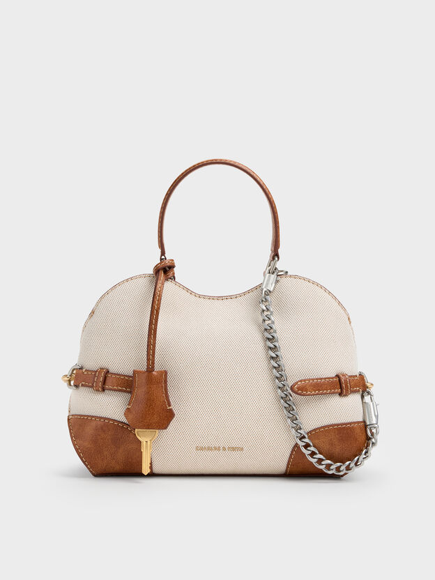 Delfina Canvas Chain Side-Belt Tote Bag, Multi, hi-res