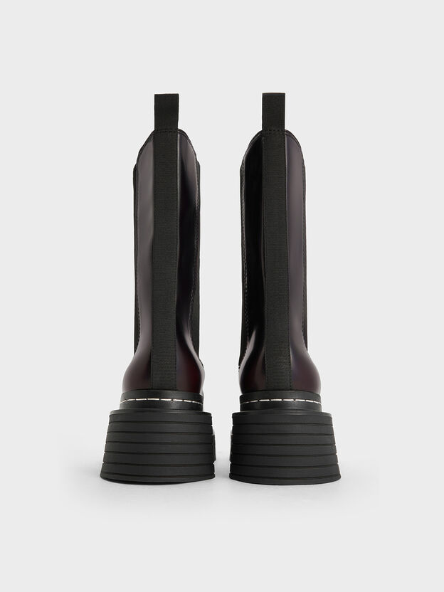 Stitch-Trim Platform Chelsea Boots, Burgundy, hi-res