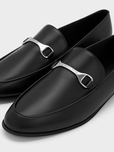 Leslie Metallic-Accent Loafers, Black, hi-res