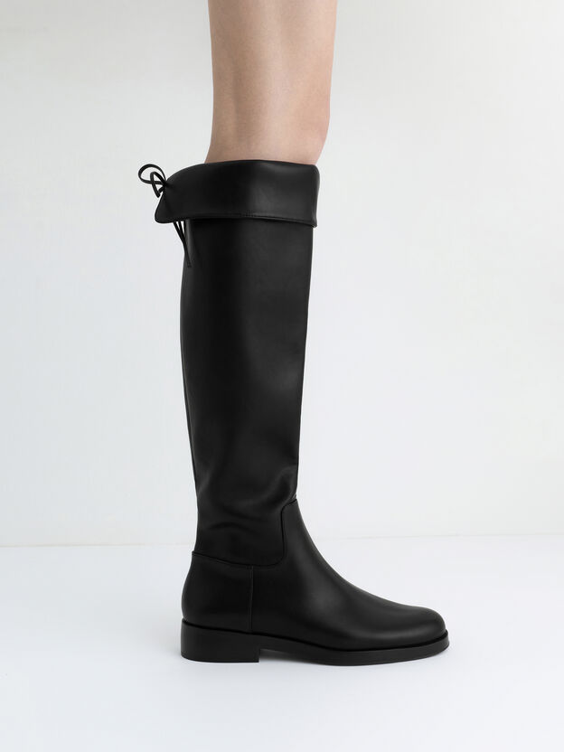 Louisa Fold-Over Thigh-High Boots, Black, hi-res