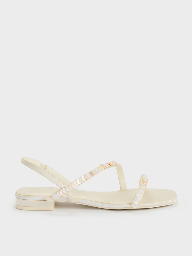 Briella Sequinned Strappy Sandals, Cream, hi-res