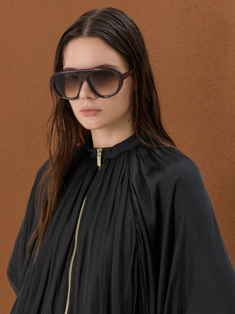 Ramone Aviator Sunglasses, Espresso Brown, hi-res