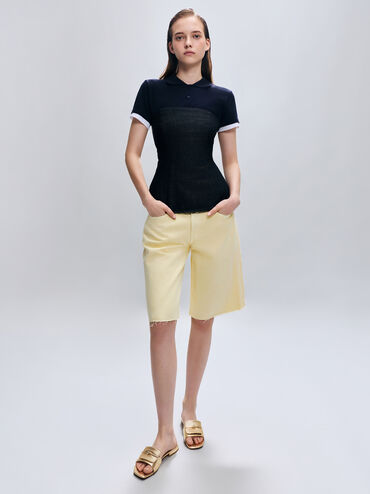 Metallic Knotted Accent Slide Sandals, Light Gold, hi-res