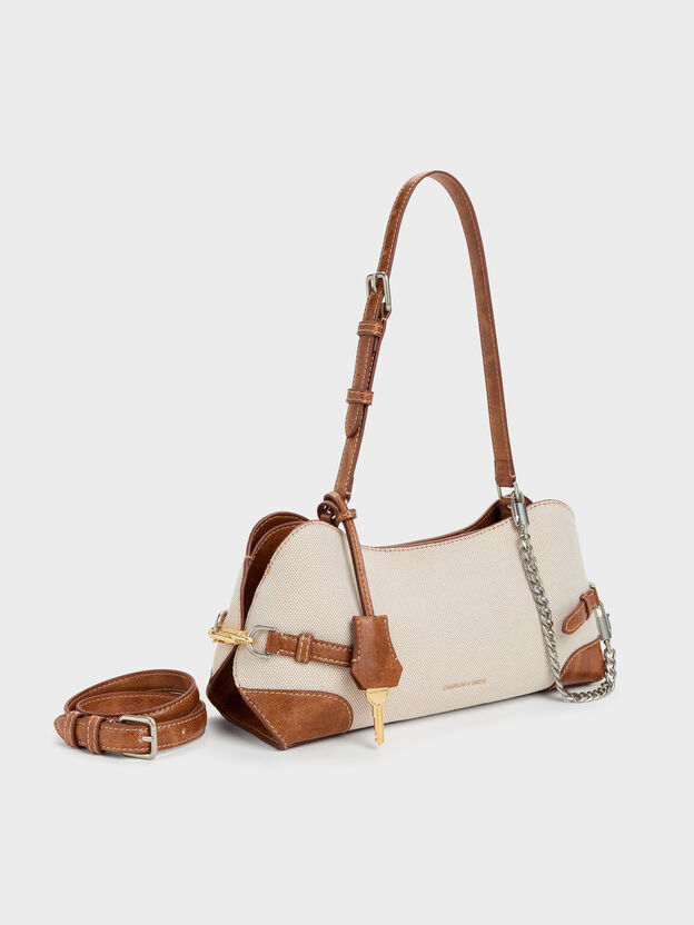 Delfina Canvas Chain Side-Belt Shoulder Bag, Multi, hi-res