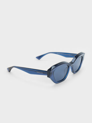 Onyx Recycled Acetate Cat-Eye Sunglasses, Blue, hi-res