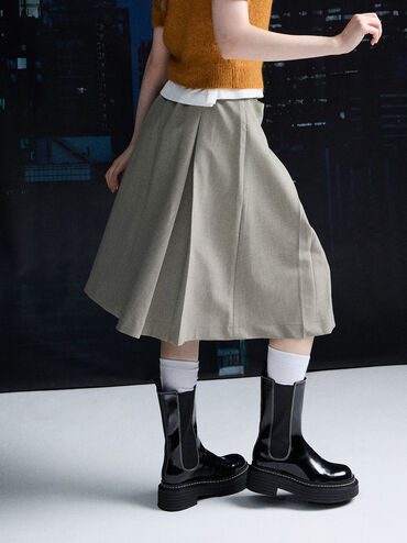 Stitch-Trim Platform Mid-Calf Chelsea Boots, Black Box, hi-res