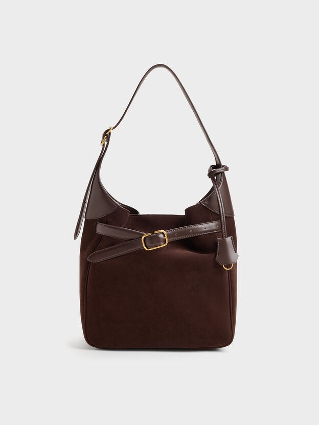 Victoria Belted Hobo Bag, Espresso Brown, hi-res