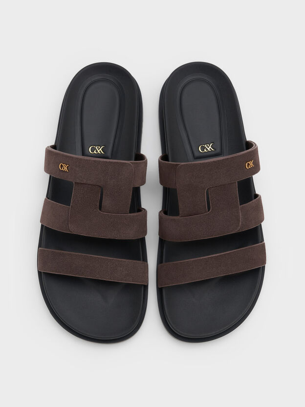 Petina Suede Flatform Sandals, Dark Brown Textured, hi-res