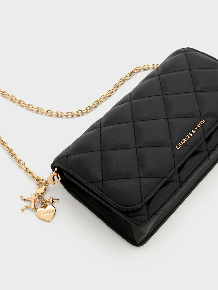 Arrietty Quilted Wallet On Chain, Black, hi-res