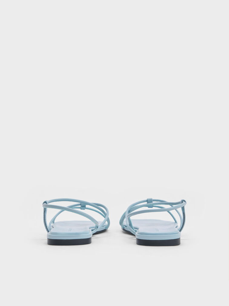 Square-Toe Strappy Sandals, Light Blue, hi-res