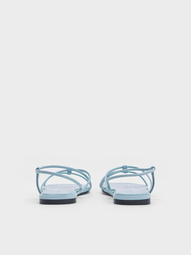 Square-Toe Strappy Sandals, Light Blue, hi-res