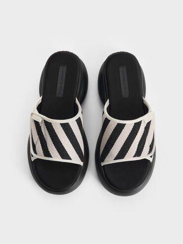 Striped Platform Sporty Slide Sandals, Multi, hi-res