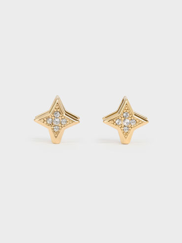 Everest Crystal Star Earrings, Gold, hi-res
